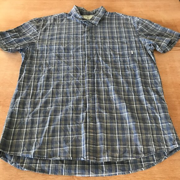 Quicksilver Modern Fit Shirt Men XXL Gray Plaid Button Up Pocket Short Sleeve - Picture 1 of 13